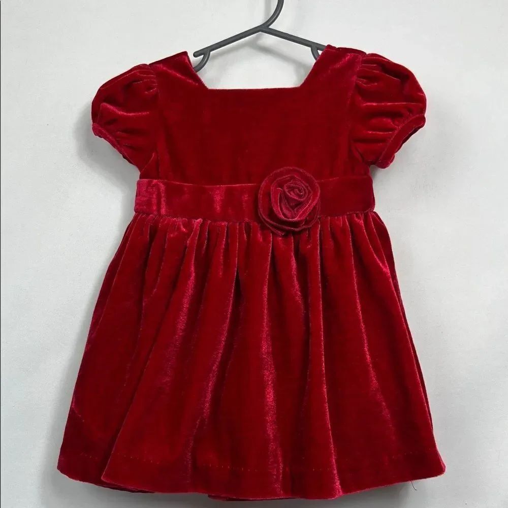 Cuddle Bear Collection Red Velvet Holiday formal dress size 12 months